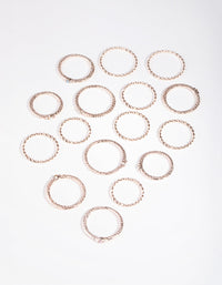 Rose Gold Diamond-Cut Stone 16-Pack Rings - link has visual effect only