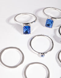 Silver Rectangle Stone 8 Pack Rings - link has visual effect only