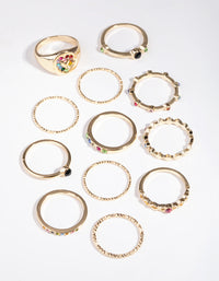 Gold Rainbow Heart Rings Pack - link has visual effect only