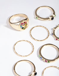 Gold Rainbow Heart Rings Pack - link has visual effect only