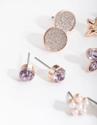 Kids Rose Gold Butterfly and Diamante 6-Pack Earring - link has visual effect only