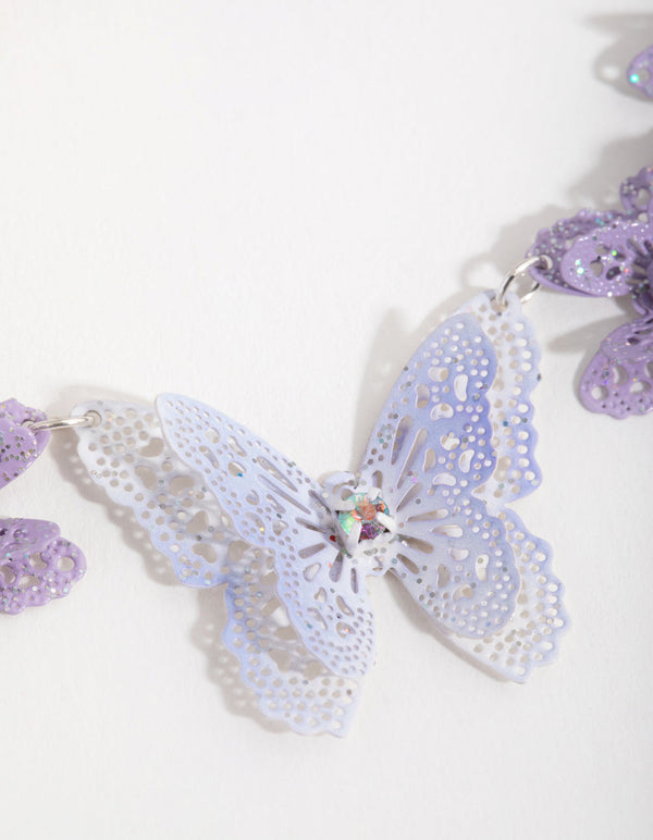 Diamante Stamp Butterfly Necklace