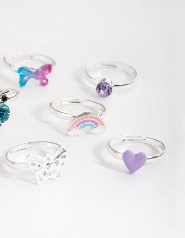 Kids Silver Fairy Tale 6-Pack Rings