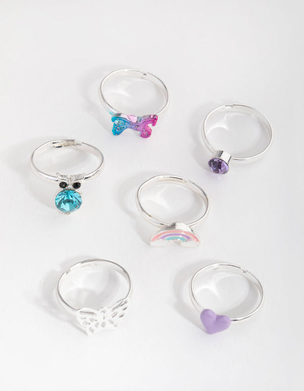 Kids Silver Fairy Tale 6-Pack Rings