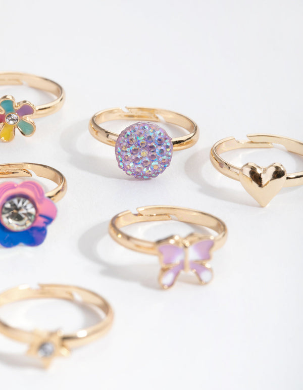 Kids Gold Flower Garden 6-Pack Rings