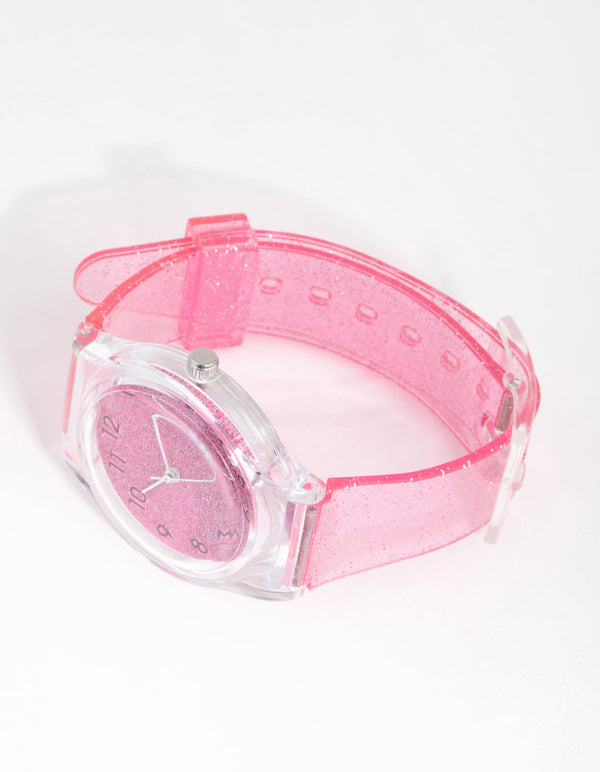 Kinderhorloge met roze glittersiliconenband