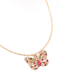 Gold Rainbow Diamante Butterfly Necklace - link has visual effect only