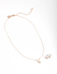 Kids Rose Gold Diamante Bunny Necklace and Earrings - link has visual effect only