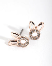 Kids Rose Gold Diamante Bunny Necklace and Earrings - link has visual effect only