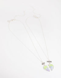 Silver Green Glitter Heart Best Friend Necklace - link has visual effect only