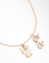 Kids Gold Bunny Necklace and Earrings Set - link has visual effect only
