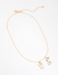 Kids Gold Bunny Necklace and Earrings Set - link has visual effect only