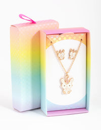 Kids Gold Bunny Necklace and Earrings Set - link has visual effect only
