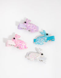 Kids Fabric Glitter Bunny 4-Pack Clips - link has visual effect only