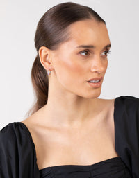 Silver Triple Stone Hoop Earrings - link has visual effect only
