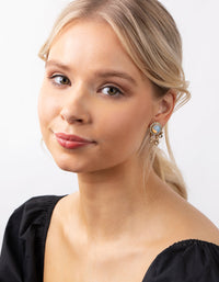 Gold Celestial Diamante Surrounded Stone Earrings - link has visual effect only