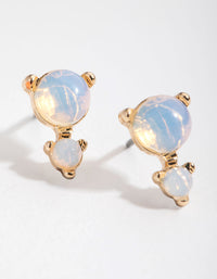 Gold Double Stone Stud Earrings - link has visual effect only