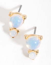 Gold Double Stone Stud Earrings - link has visual effect only