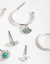 Silver Evil Eye Stack Pack Earring - link has visual effect only