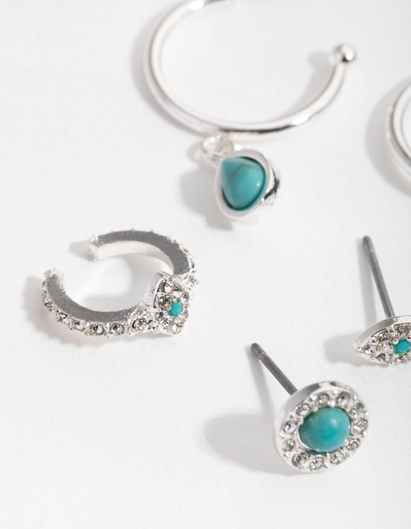 Silver Evil Eye Stack Pack Earring
