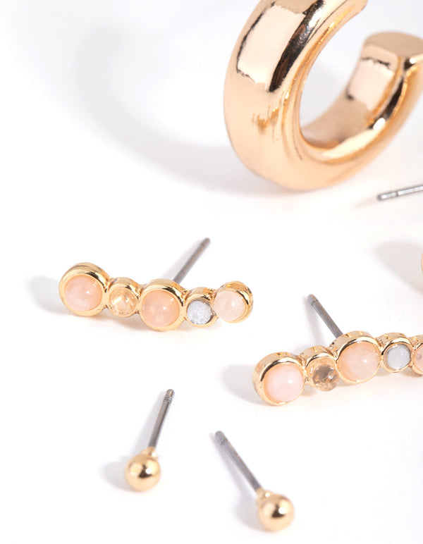 Gold Thick Hoop Stack Pack Earring