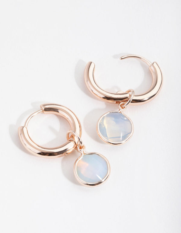 Rose Gold Facet Circle Huggie Earrings
