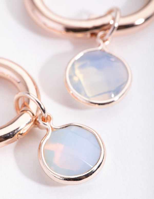 Rose Gold Facet Circle Huggie Earrings