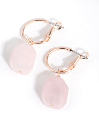 Rose Gold Rock Stone Huggie Earrings - link has visual effect only