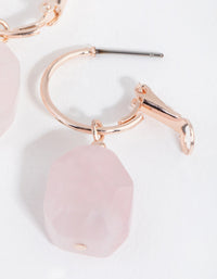 Rose Gold Rock Stone Huggie Earrings - link has visual effect only