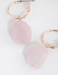 Rose Gold Rock Stone Huggie Earrings - link has visual effect only