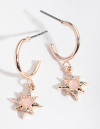 Rose Gold Star Drop Huggie Earrings - link has visual effect only