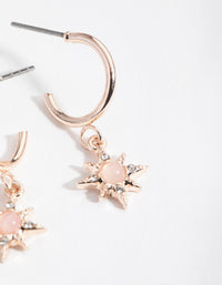 Rose Gold Star Drop Huggie Earrings - link has visual effect only
