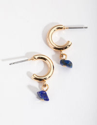 Gold Stone Drop Huggie Earrings - link has visual effect only