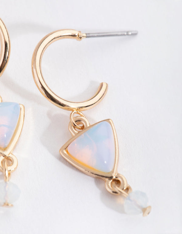 Gold Triple Drop Huggie Earrings