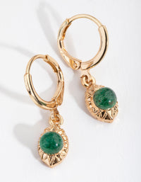 Gold Stone in Oval Huggie Earrings - link has visual effect only
