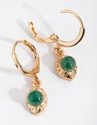 Gold Stone in Oval Huggie Earrings - link has visual effect only