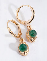 Gold Stone in Oval Huggie Earrings - link has visual effect only
