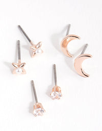 Rose Gold Cresent Moon Pearl Earrings - link has visual effect only