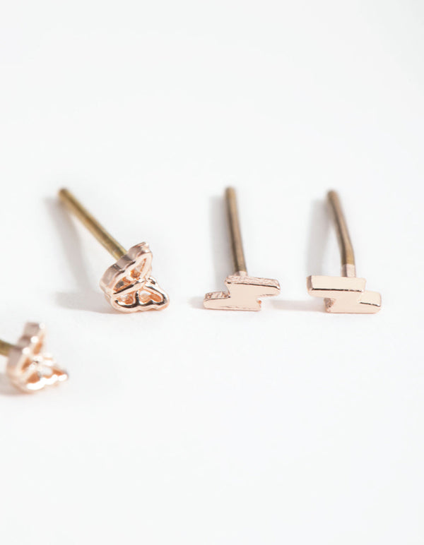 Rose Gold Mixed Micro Motif Earrings