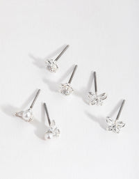 Silver Pretty Flower and Pearl Earrings - link has visual effect only
