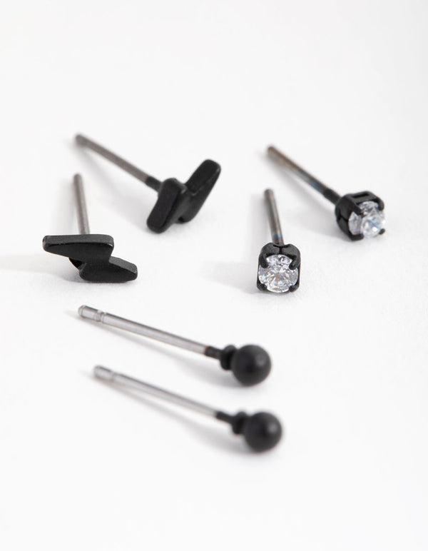 Matte Bolt and Diamante Earrings