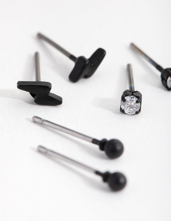Matte Bolt and Diamante Earrings