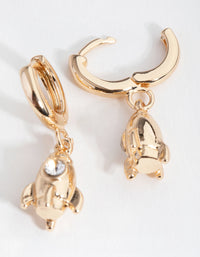 Gold Mini Rocket Huggie Earrings - link has visual effect only