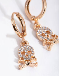 Gold Diamante Skull Huggie Earrings - link has visual effect only