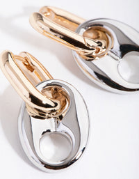 Mixed Metal Puffed Mariner Huggie Earrings - link has visual effect only