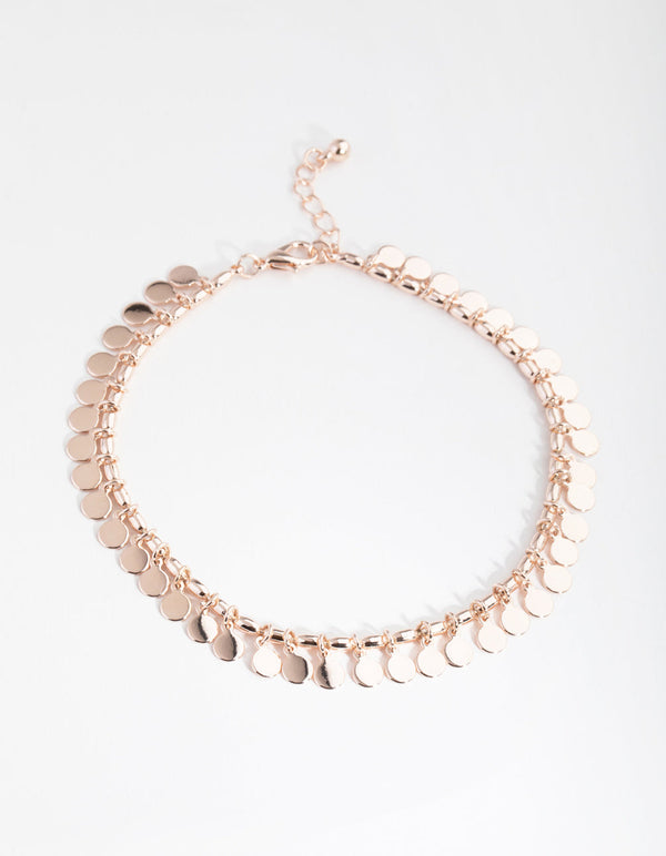 Rose Gold Jingle Circle Disc Anklet
