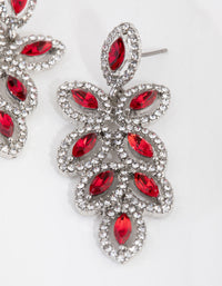 Rhodium Flower Cut Out Diamante Drop Earrings - link has visual effect only