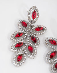 Rhodium Flower Cut Out Diamante Drop Earrings - link has visual effect only