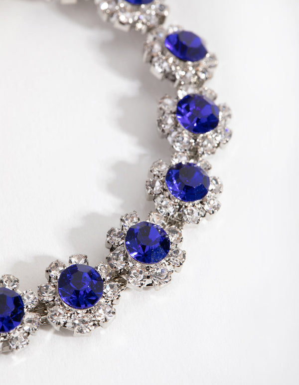 Rhodium Diamante Flower Bracelet