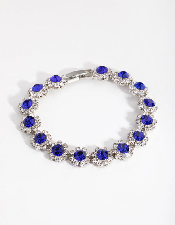 Rhodium Diamante Flower Bracelet